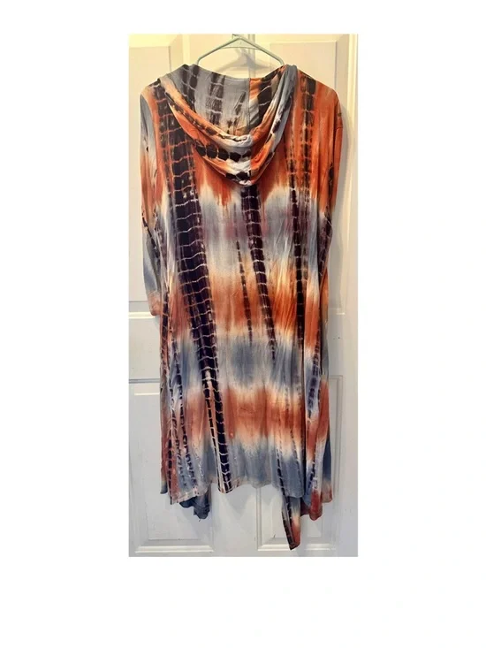 Boho Orange/Purple Tie Dye Festival Cardigan - Picture 2 of 3